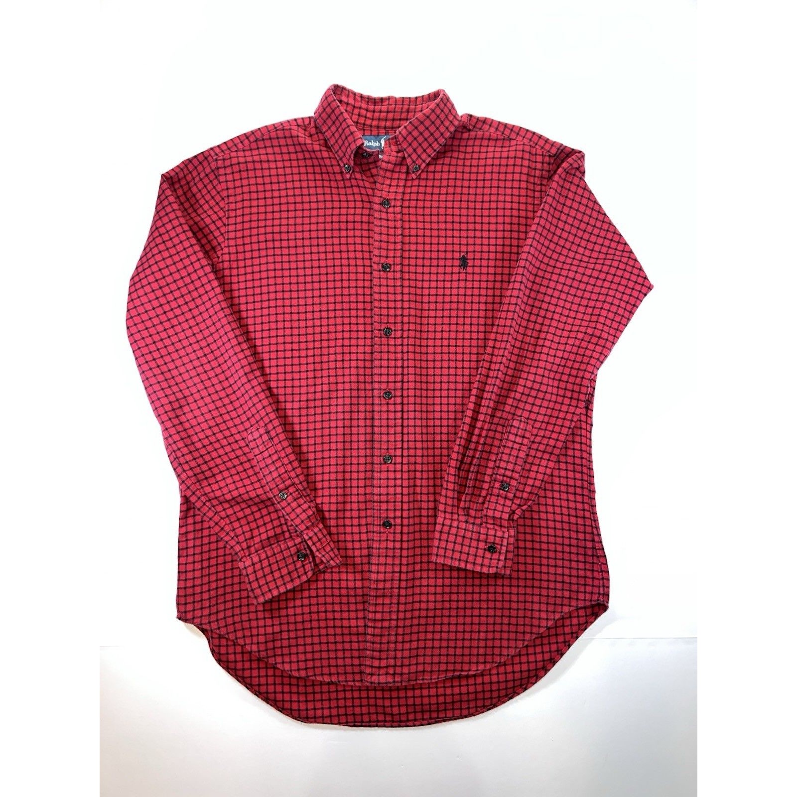 Polo Ralph Lauren Men’s Sz M Red And Black Gingham Dress Shirt. Preppy
